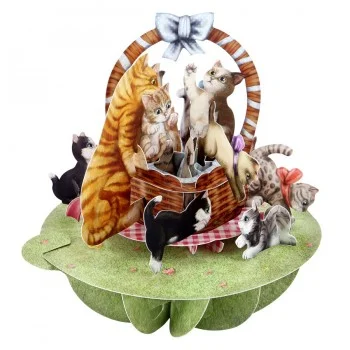 Картичка POP UP Pirouettes - Kittens In A Basket