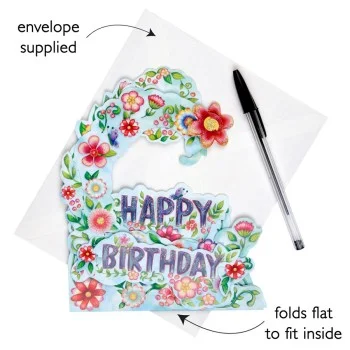Картичка POP UP Pendulum - Happy Birthday Floral