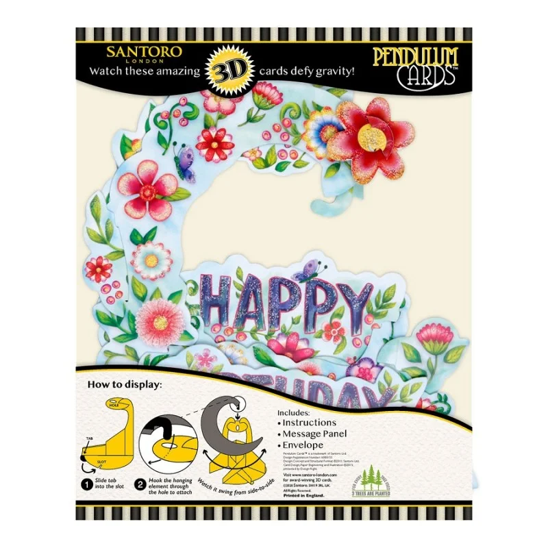 Картичка POP UP Pendulum - Happy Birthday Floral