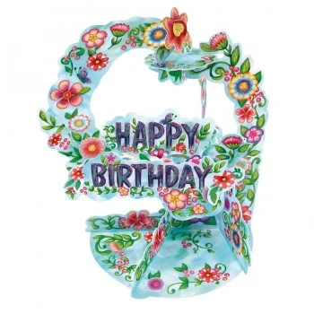 Картичка POP UP Pendulum - Happy Birthday Floral