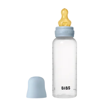 Комплект с Бебешка Бутилка BIBS Baby Blue 270мл Среден Поток Каучук