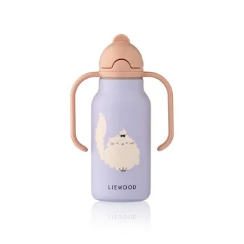 Термо Бутилка със Сламка 250 ml - Cat / Warm lilac