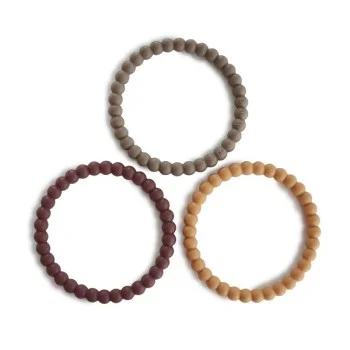 Силиконови Гривни с Перлени Топчета Berry/Marigold/Khaki Mushie