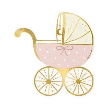 Парти Салфетки Baby stroller, Pink 14x15 cm - 20 броя