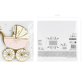 Парти Салфетки Baby stroller, Pink 14x15 cm - 20 броя