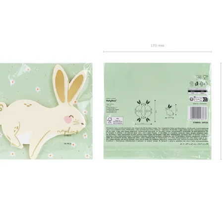 Парти Салфетки Bunny 14x15 cm - 20 броя