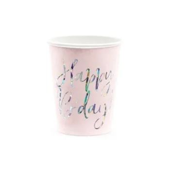 Сет Парти Чаши Happy B'day! Pink 220ml - 6 броя