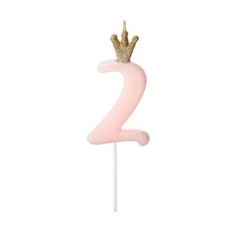 Свещ за Рожден Ден Цифра "2" Pink 9.5cm