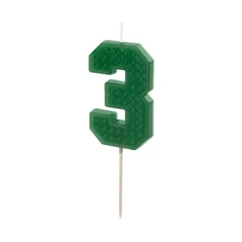 Свещ за Рожден Ден Цифра "3" Green 6cm