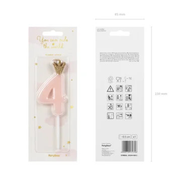 Свещ за Рожден Ден Цифра "4" Pink 9.5cm