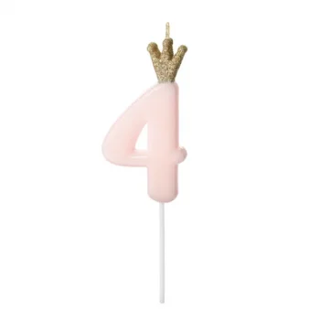 Свещ за Рожден Ден Цифра "4" Pink 9.5cm