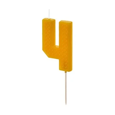 Свещ за Рожден Ден Цифра "4" Yellow 6cm