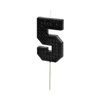 Свещ за Рожден Ден Цифра "5" Black 6cm