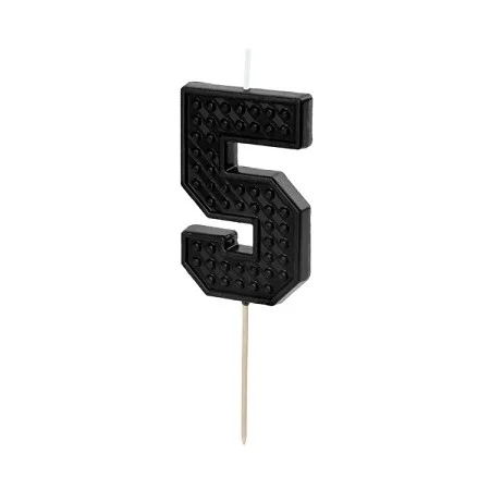 Свещ за Рожден Ден Цифра "5" Black 6cm