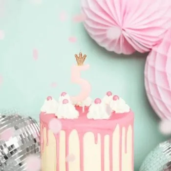 Свещ за Рожден Ден Цифра "5" Pink 9.5cm