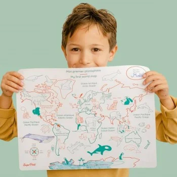 Силиконова Подложка с Маркери за Оцветяване - My First World Map