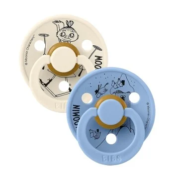 2 бр. Биберони BIBS x Moomin COLOUR Ivory/Sky Blue, 0-6 месеца